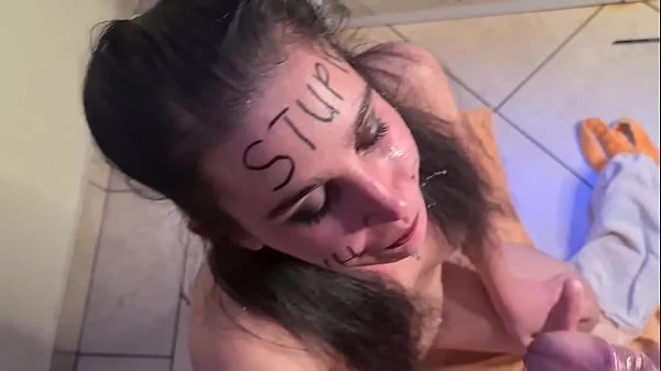 Stupid whore gets b. face fuck | slapped | spat and pissed on