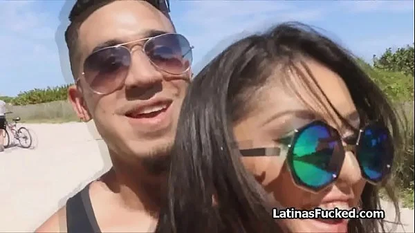 Latina from the beach craves for big cock